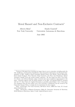 Moral Hazard and Non-Exclusive Contracts