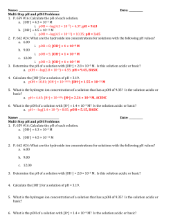Multi-Step pH and pOH Problems 1. P. 659 #16