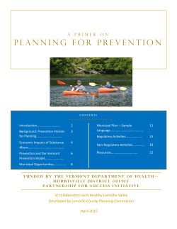 planning for prevention - Healthy Lamoille Valley