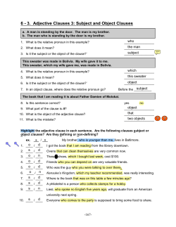 6 - 3. Adjective Clauses 3: Subject and Object Clauses