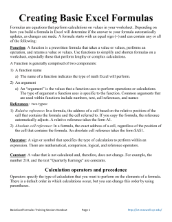 Creating Basic Excel Formulas