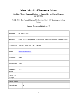 ENGL 2253-The Age of Literary Modernism Early