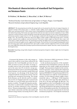 Mechanical characteristics of standard fuel briquettes on biomass