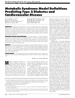 Metabolic Syndrome Model Definitions Predicting