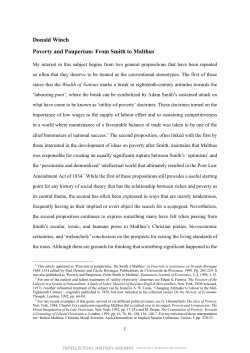 Poverty and Pauperism. From Smith to Malthus