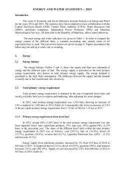 energy and water statistics &ndash; 2015