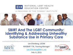 SBIRT And The LGBT Community - National LGBT Health Education