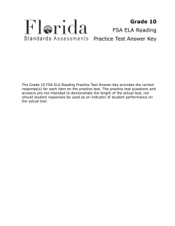 Grade 10 FSA ELA Reading Practice Test Answer Key
