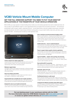 VC80 Vehicle Mount Mobile Computer Specification Sheet