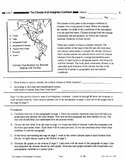 Climate of an Imaginary Continent