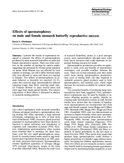 Effects of spermatophores on male and female monarch butterfly