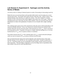 Hydrogen and the Activity Series of Metals