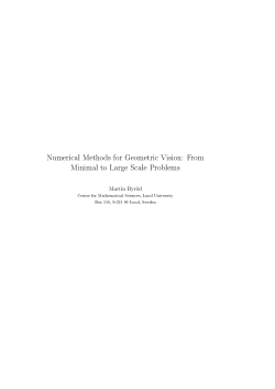 Numerical Methods for Geometric Vision: From Minimal to Large