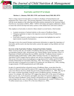 Food Safety and HACCP in Schools