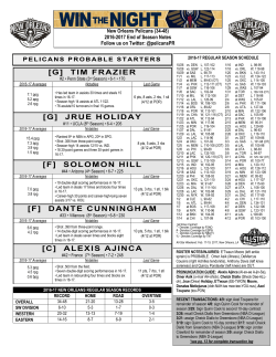 New Orleans Pelicans Game Notes