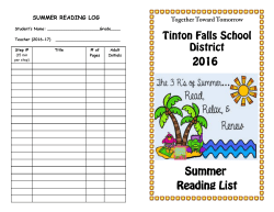2016 Summer Reading List - Tinton Falls School District