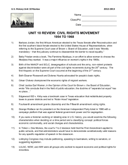UNIT 10 REVIEW: CIVIL RIGHTS MOVEMENT