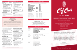 TO GO MENU - Chef Chu`s