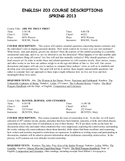 ENGLISH 203 COURSE DESCRIPTIONS SPRING 2013