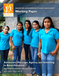Adolescent Marriage, Agency, and Schooling in Rural Honduras
