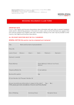 Wedding Insurance Claim Form