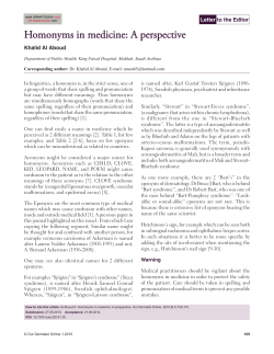 Homonyms in medicine: A perspective