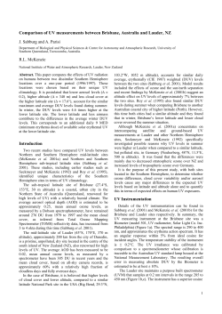 Comparison of UV effects between Brisbane, Australia and