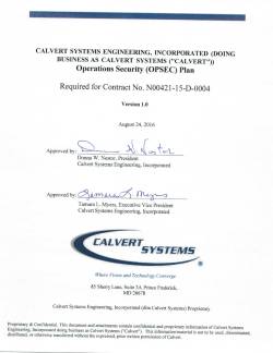 OPSEC - CALVERT SYSTEMS ENGINEERING, Inc
