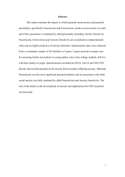 1 Abstract This study examines the degree to which parental social