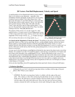 2D Vectors: Pool Ball Displacement, Velocity and Speed