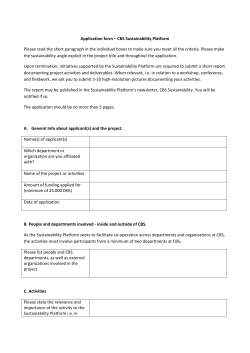 Application form &ndash; CBS Sustainability Platform Please read the short
