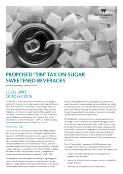 proposed &ldquo;sin&rdquo; tax on sugar sweetened beverages