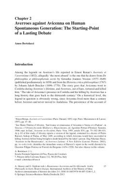 Averroes against Avicenna on Human Spontaneous Generation