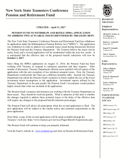 April 11, 2017 - Pension Fund Withdrawal and Refile Notice