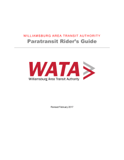 Paratransit Riders Guide - Williamsburg Area Transit Authority
