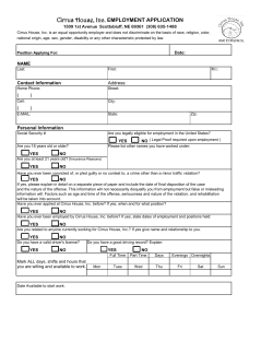 Cirrus House, Inc. EMPLOYMENT APPLICATION