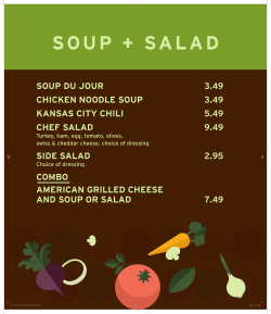 SOUP DU JOUR 3.49 CHICKEN NOODLE SOUP 3.49 KANSAS