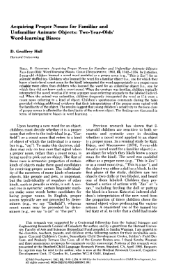 Acquiring Proper Nouns for Familiar and Unfamiliar Animate Objects