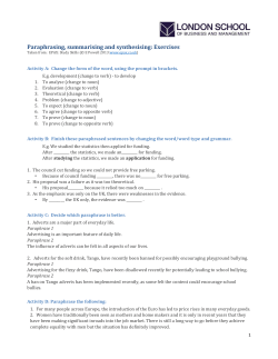 Paraphrasing, summarising and synthesising: Exercises