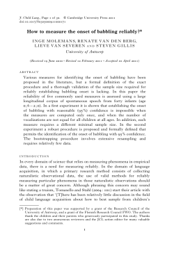 How to measure the onset of babbling reliably?*