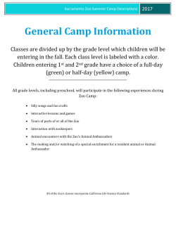 Sacramento Zoo Summer Camp Descriptions