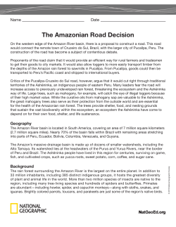 The Amazonian Road Decision - National Geographic Society
