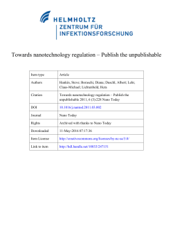 Towards nanotechnology regulation &ndash; Publish the
