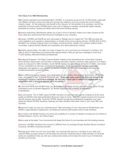 Membership acrostic - North Carolina Home Builders Association