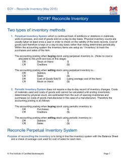 EOY - Reconcile Inventory - Institute of Certified Bookkeepers