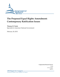 The Proposed Equal Rights Amendment: Contemporary Ratification