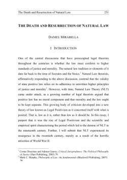 Mirabella, Daniel --- "The Death and Resurrection of Natural Law