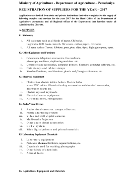 Suplies - of Department of Agriculture