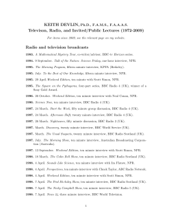 List of public lectures and radio and tv appearances