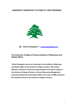 LEBANON`S TRANSITION TO STABILITY AND OPENNESS By